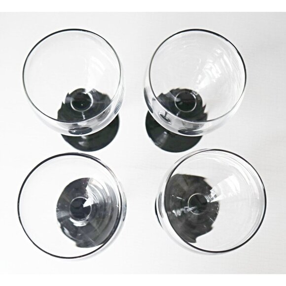 4 Vintage LUMINARC Black Stemmed Wine Glasses France Barware - Picture 5 of 5